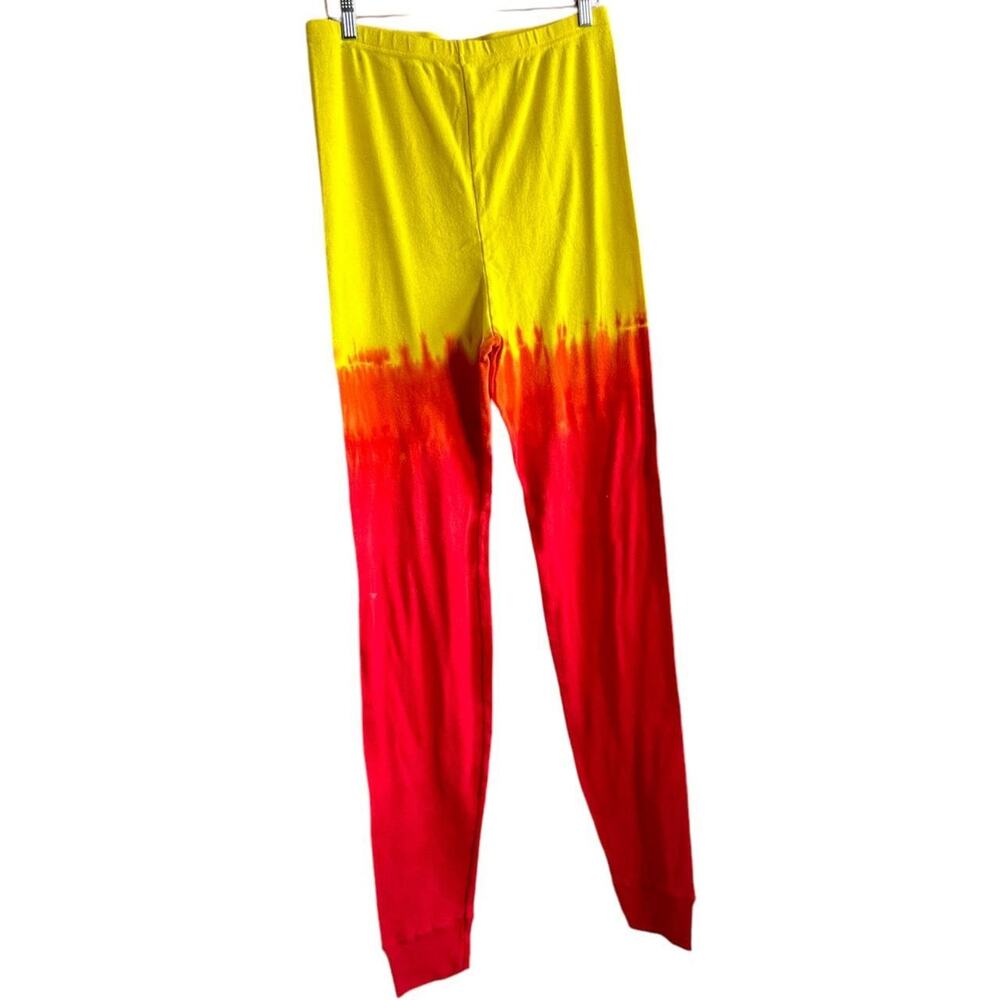 Womens Leggings Size 2XL Red Yellow Tie Dye Handcrafted Hippie Festival Travel - Picture 4 of 6